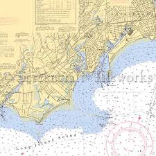 Connecticut Fairfield Nautical Chart Decor