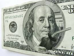 Ben Franklin One Hundred Dollar Bill Wearing Const Stock Image