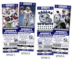 Dallas Cowboys Football Ticket Style Custom Birthday Invitation Custom Birthday Invitations Cowboy Invitations Football Ticket