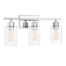 Filament Design 3 Light Polished Chrome Bath Vanity Light With Clear Glass Cli Sh280375 The Home Depot Bath Vanity Lighting Vanity Lighting Bathroom Vanity Lighting