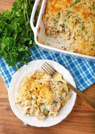 Tuna noodle casserole with potato chip topping. Tuna Noodle Casserole Retro Recipe Box