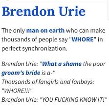 No One Knows What It Means But It S Provocative Song Pin By Skylea Nickel On Brendon Urie Panic At The Disco Emo Band Memes Emo Music Band Humor