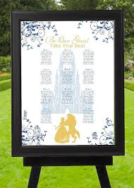 Digital Blue And Gold Beauty And The Beast Wedding Seating