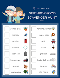 Treasure hunt, detective mystery and escape room to print for kids from 4 to 12 years old. Free Neighborhood Scavenger Hunt Printables