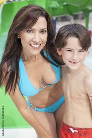 Mother Son Woman Boy Child Family Water Park Stock Photo | Adobe Stock