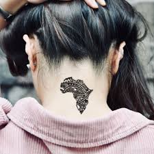 Ripped skin africa map tattoo on left shoulder. Africa Map Temporary Tattoo Sticker Ohmytat