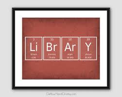 Library Wall Art Chemistry Elements Book Nerd Posters Gifts For Librarians Periodic Table Words Word Poster Gifts For Librarians