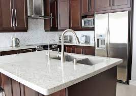 Kashmir white granite with dark cabinets. Kashmir White Granite With Cherry Color Cabinets Cherry Cabinets Kitchen White Granite Countertops Kitchen Remodel Countertops