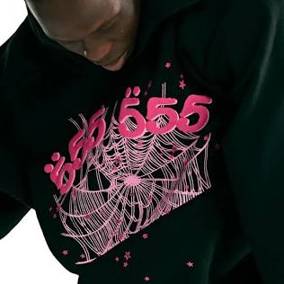 The signature 3D puff-print web design of the Spider Hoodie 555, AI generated