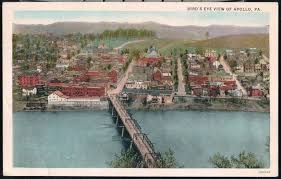 Bird On The Run Pittsburgh Pa Apollo Pa Vintage Bird S Eye Rooftop Town View Original Bridge Old Postcard Pc Old Postcards Birds Eye Vintage Birds