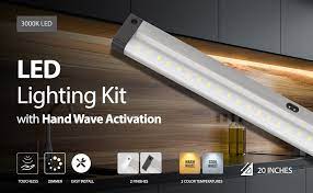 Ottlite natural daylight led flex desk lamp. Eshine Led Dimmable Under Cabinet Lighting Extra Long 20 Inch Panel Hand Wave Activated Touchless Dimming Control Warm White 3000k Amazon Com