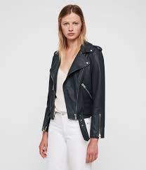Womens Balfern Leather Biker Jacket Midnight Blue Image 1 All Saints Leather Jacket Christmas Outfit Women Casual Leather Jackets Women
