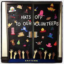 Hats Off To Our Volunteers Door Display School Volunteer Volunteer Appreciation Gifts Parents Appreciation