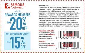 Join the famous footwear rewards program to earn 1 point for every $1 that you spend at famousfootwear.com or a. Famous Footwear Get 15 20 Off Your Purchase W Coupon Or Promo Code Thru August 17th