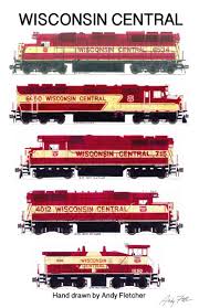 5 Hand Draw Wisconsin Central Drawings By Andy Fletcher Train Truck Model Trains Train Posters
