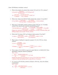 Apart from this, the answers to individual worksheets are provided at the bottom, so that they can be verified after the equations have been solved. M To Mm Molarity