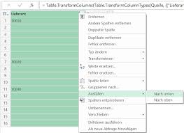 Eine tabelle mit zwei spalten wird in das dokument eingefügt. Power Query Leere Zellen Auffullen Nach Oben Nach Unten