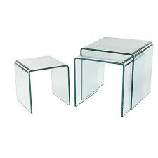 Glass nest of tables are an awesome piece of modern glass furniture and coffee table set that will definitely add beauty and elegance to your home. Milan Bent Glass Nest Of Coffee Tables Clear 42 X 42 X 42 Cm 12mm Buy Online In Andorra At Andorra Desertcart Com Productid 54460005