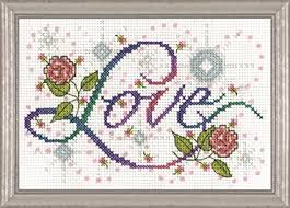 It's known as counted cross stitch because you have to count unless you're an experienced stitcher working freehand, counted cross stitch starts with a pattern that shows you which color to use where on the. Amazon Com Design Works Crafts Inc Love 5 X 7 Counted Cross Stitch Kit Multicolor