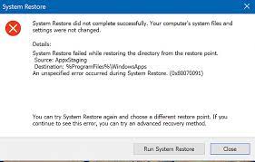 System Restore Fails Appxstaging Programfiles Windowsapp 0x80070091 Page 22 Windows 10 Forums