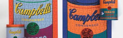 An insert of the full puzzle image is included in the box. Amazon Com Galison Mudpuppy Andy Warhol Soup Can Orange Jigsaw Puzzle 300 Piece Packaged In Soup Can Metal Can Model 9780735353879 Mudpuppy Warhol Andy Toys Games