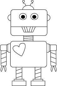Download Black And White Valentine S Day Robot Robot Coloring Pages Valentines Robots Valentine Coloring Pages