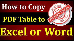 How To Copy Table From Pdf To Excel Excel Pdf Words
