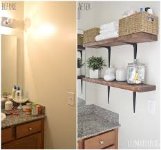 Turn your bathroom — master bath, powder room, or both — into a zen zone with these genius bathroom shelf ideas. Diy Rustic Wood Metal Bathroom Shelves Liz Marie Blog