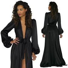 Simone 100 Silk Robe Black Silk Satin Floor Length Robes Etsy Gowns Dresses Long Gown Dress Black Silk