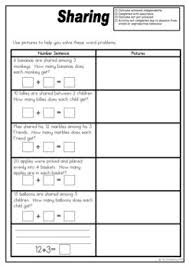 Grade 1 math word problems. Sharing Word Problems Division Worksheet Grade 1 By Mrs Strawberry