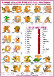 Osteoporosis is the loss of bone density. Alphabet With Animals Esl Matching Exercise Worksheet