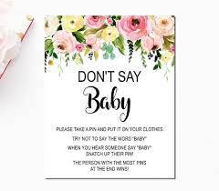 Don T Say Baby Clothespins Game Sign Baby Shower Game Etsy Clothes Pin Games Baby Shower Items Dont Say Baby Game
