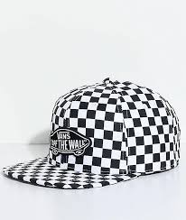 Black And White Baseball Cap Vans Otw Black White Checkered Snapback Hat Zumiez Snapback Hats Hats Checkered