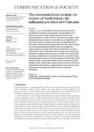 Check spelling or type a new query. Pdf The Communications Strategy Via Twitter Of Nayib Bukele The Millennial President Of El Salvador