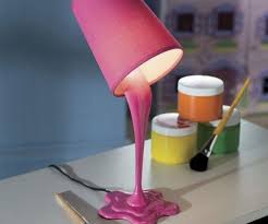 The plastic base seems to pour out of the linen shade just like. Spilled Paint Lamps