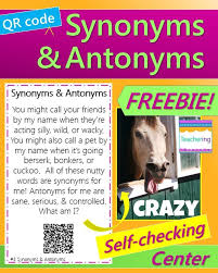 Synonym Antonym Task Cards With Qr Codes Free Synonyms And Antonyms Qr Code Activities Antonyms