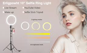 Amazon Com 10 Selfie Ring Light With Tripod Stand Phone Holder For Live Stream Makeup Dimmable Led Camera Beauty Ringlight For Youtube Tiktok Photography Compatible For Iphone And Android Phone Upgraded Camera Photo