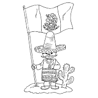 Color the bird gold and the leaves green. Man With Mexican Flag Coloring Pages Surfnetkids