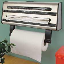 Kitchen Roll Dispenser Cling Film Tin Foil Towel Holder Rack Wall Mounted 3 In 1 Kitchen Roll Camping Meals Towel Holder