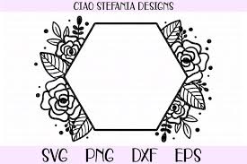 Free vecto flower circle frame in different colors and compositions. Flower Geometric Hexagon Wedding Frame Svg Cut File 516668 Svgs Design Bundles