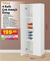 Çok amaçlı dolap 8 raflı i̇ki kapılı 50 cm. Dienni 4 Rafli Cok Amacli Dolap 60x140x32 Cm Indirimde Market