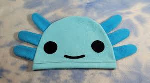 Axolotl Hat Blue Salamader Beanie Fleece Plush Cute Mini Kawaii Aqua
