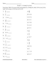 Free matching equivalent expressions worksheets. Expression Matching Worksheet Relate Division Fractions By Marianne Merawi