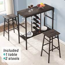 Choose furniture for your dining room that will match your personality, and will seem warm and inviting to friends and family. Buy Homyshopy Bar Table Set With 2 Chairs Dining Table Set With 2 Stools 3 Piece Kitchen Table With Wine Rack And Glass Holder Industrial Pub Table Set For Kitchen Living Room
