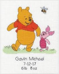 Stitch this tiny penguin ornament design for your cross stitch tree. Dimensions Winnie The Pooh Birth Record Disney Cross Stitch Kit 70 35357 123stitch