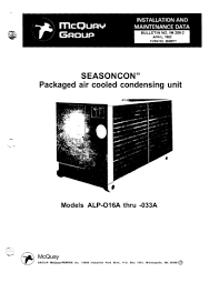 Company officials told employees tuesday that. Seasoncon Packaged Air Cooled Condensing Unit Models Alp O16a Thru 033a Mcquay Manualzz