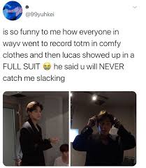 Sebagai penyanyi, boyband besutan sm entertainment ini selalu menyuguhkan banyak konsep unik baik untuk music video, konten youtube, hingga style comeback yang beragam. Pin By Gingin On Ncity Dump In 2020 Nct Lucas Nct Funny Kpop Memes
