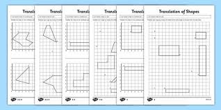 Translation Of Shapes Activity Sheets Translating Shapes Translations Math Shapes Worksheets
