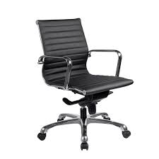 European Style Leather Medium Back Chair Black A Classy Look For Home Work Or School Visit Us Online Or Office Chair Office Chairs For Sale Chair