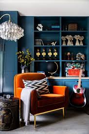 These Orange Dining Chairs Will Convince You To Go Mid Century Living Room Orange Blue And Orange Living Room Blue Living Room